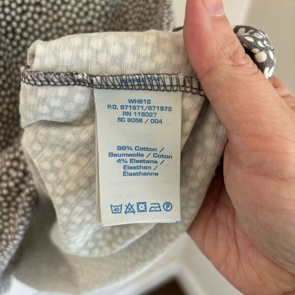 Boden Women v-neck short sleeve polka dot gray white stretch cotton dress 6 EUC! - Picture 6 of 10
